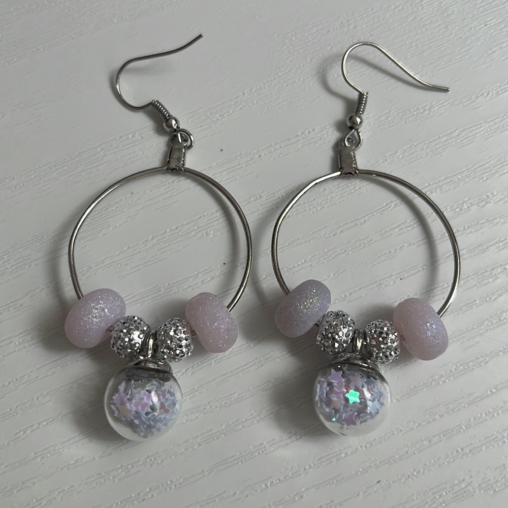 Handmade snow globe effect earrings